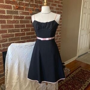Ruby Rox Black Pink Bow Trim Fit Flare Cocktail Dress Sz 3 Vintage Y2K Coquette